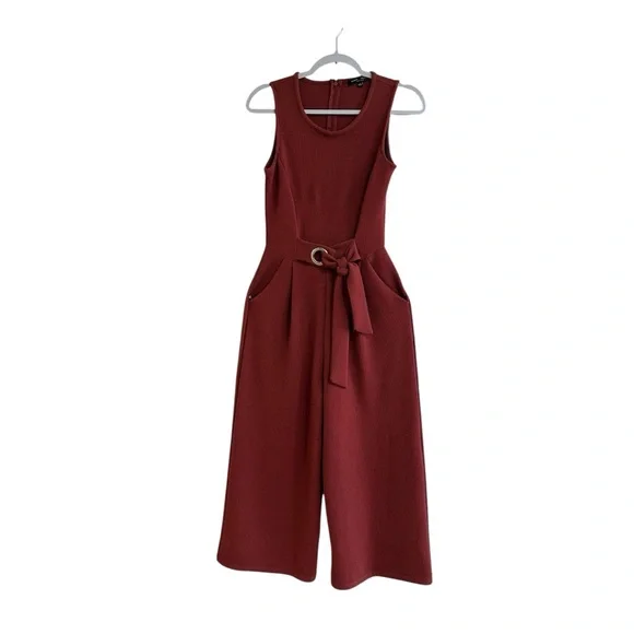 Romeo + Juliet Couture Women’s Burgundy Sleeveless Wide Leg Jumpsuit Size S - Picture 7 of 15